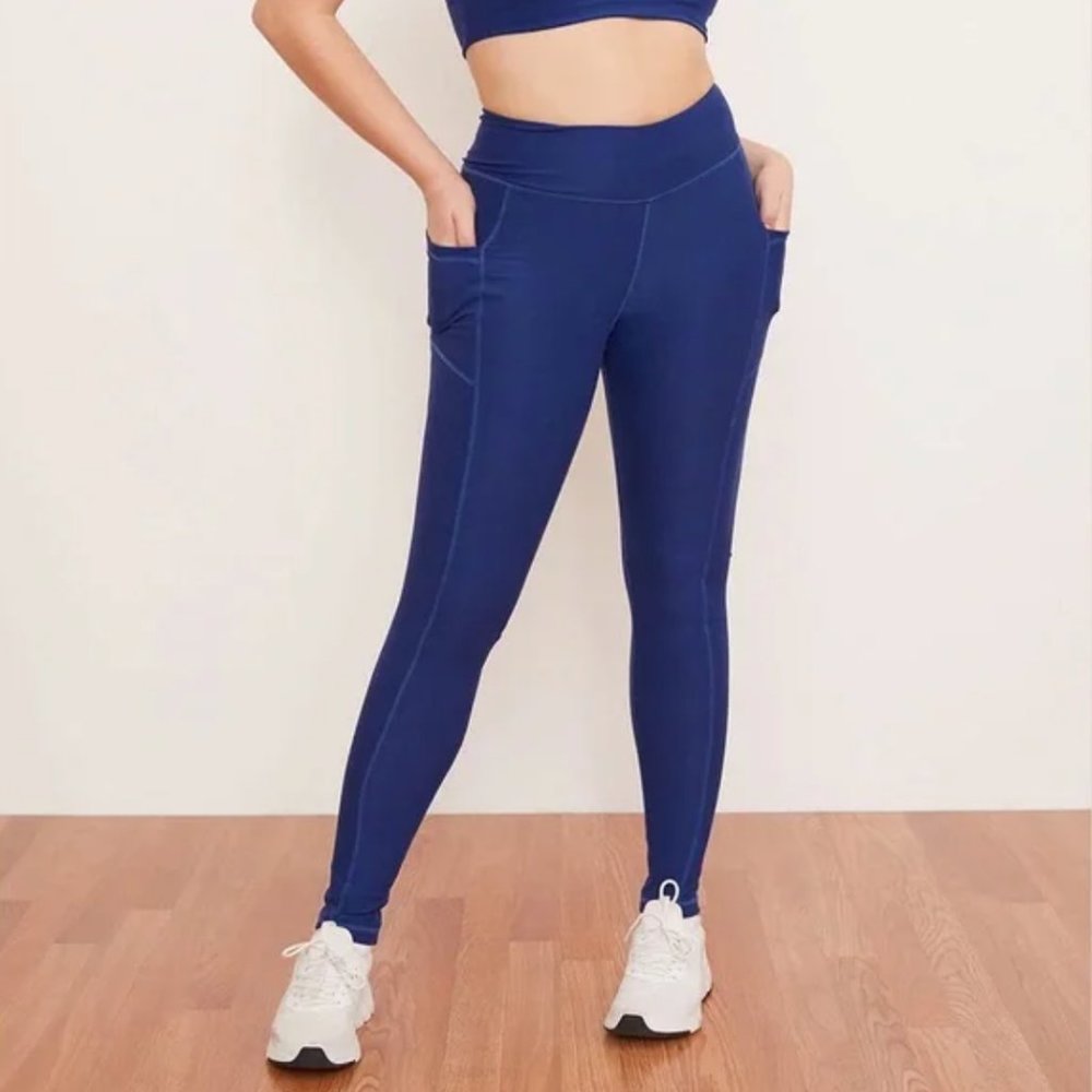 Wolven Indigo Full Length Pocket Leggings Medium